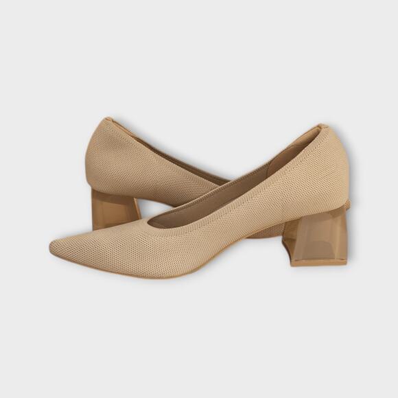 Womens Vivaia Beige Chunky Heel Pointed Toe Size EU 41 US 9.5 - Picture 6 of 11